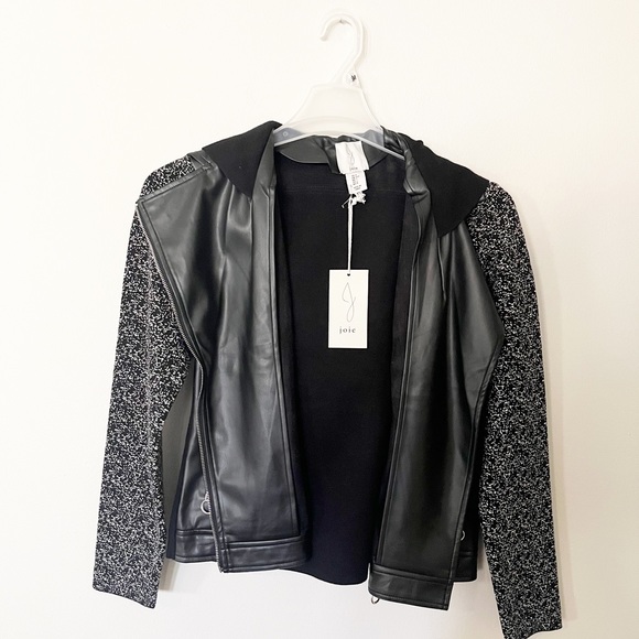 NWT Joie Mixed Media Vegan Leather Jacket - Picture 2 of 8